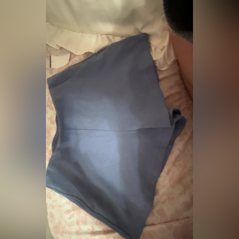 Lululemon Ribbed Softstreme Slim Fit shorts in a blue color.